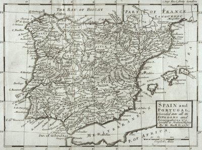 Karte von Spanien und Portugal, 1731 von Hermann Moll